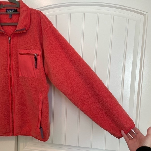 Vintage 1991 Patagonia fleece zip up jacket red/pink made in USA size large - Picture 10 of 12